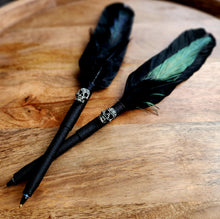 Load image into Gallery viewer, "Skull Bling Noir" Faux Feather Pen
