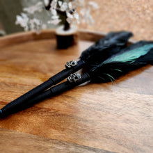 Load image into Gallery viewer, "Skull Bling Noir" Faux Feather Pen
