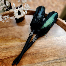 Load image into Gallery viewer, "Skull Bling Noir" Faux Feather Pen