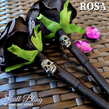 Load image into Gallery viewer, "Skull Bling Rosa" Faux Flower Pen