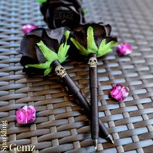 Load image into Gallery viewer, "Skull Bling Rosa" Faux Flower Pen