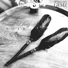 Load image into Gallery viewer, "Skull Bling Noir" Faux Feather Pen