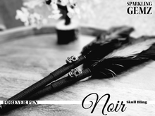 Load image into Gallery viewer, "Skull Bling Noir" Faux Feather Pen