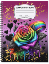 Load image into Gallery viewer, "Hearts & Blooms" Handmade Subject Notebook