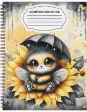 Load image into Gallery viewer, "Sunflower & Bees" Handmade Subject Notebook