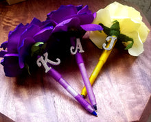 Load image into Gallery viewer, "Rhinestone Letter" Faux Flower Pen
