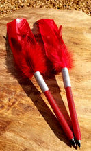 Load image into Gallery viewer, "Love Your Team" Red and Silver Faux Feather Pen