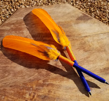 Load image into Gallery viewer, "Love Your Team" Orange and Blue Faux Feather Pen