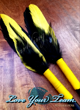Load image into Gallery viewer, "Love Your Team" Black and Yellow Faux Feather Pen