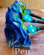Load image into Gallery viewer, "Blue Ombre" Faux Flower Pen