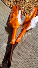 Load image into Gallery viewer, "Love Your Team" Orange, Brown and White Faux Feather Pen
