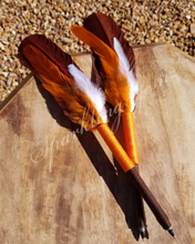 Load image into Gallery viewer, &quot;Love Your Team&quot; Orange, Brown and White Faux Feather Pen
