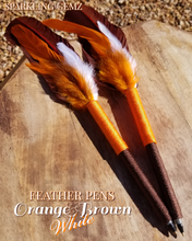 Load image into Gallery viewer, "Love Your Team" Orange, Brown and White Faux Feather Pen