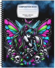 Load image into Gallery viewer, "Composition Style ~ Skulls &amp; Wings" Handmade Subject Notebook

