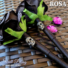 Load image into Gallery viewer, &quot;Skull Bling Rosa&quot; Faux Flower Pen
