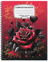 Load image into Gallery viewer, "Hearts &amp; Blooms" Handmade Subject Notebook
