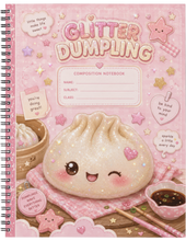 Load image into Gallery viewer, "Glitter Dumplings" Handmade Subject Notebook
