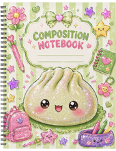 Load image into Gallery viewer, "Glitter Dumplings" Handmade Subject Notebook
