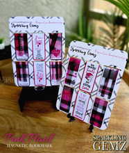 Load image into Gallery viewer, &quot;Pink Plaid&quot; Magnetic Bookmark Set
