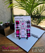 Load image into Gallery viewer, &quot;Pink Plaid&quot; Magnetic Bookmark Set
