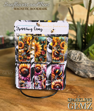 Load image into Gallery viewer, &quot;Sunflowers and Bees&quot; Magnetic Bookmark Set
