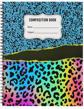 Load image into Gallery viewer, "Neon Leopard" Handmade Subject Notebook
