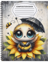 Load image into Gallery viewer, "Sunflower &amp; Bees" Handmade Subject Notebook
