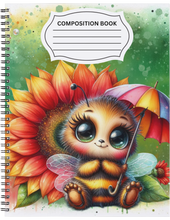 Load image into Gallery viewer, "Sunflower &amp; Bees" Handmade Subject Notebook
