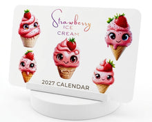 Load image into Gallery viewer, "Strawberry Ice Cream" Handmade Desk Calendar
