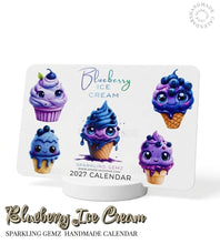 Load image into Gallery viewer, "Blueberry Ice Cream" Handmade Desk Calendar
