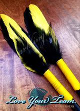 Load image into Gallery viewer, &quot;Love Your Team&quot; Black and Yellow Faux Feather Pen
