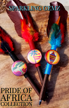 Load image into Gallery viewer, &quot;Pride of Africa&quot; African Water Vessel Faux Feather Pen
